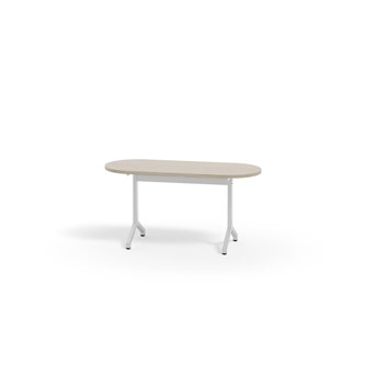 Pilare bord akustiklaminat oval 120x50 cm hvidt understel