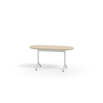 Pilare bord akustiklaminat oval 120x50 cm hvidt understel