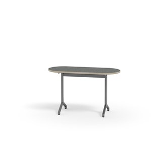Pilare bord akustik linoleum oval 120x50 cm sølv understel