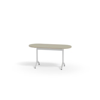 Pilare bord akustik linoleum oval 120x50 cm hvidt understel