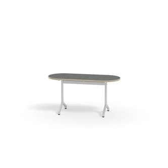 Pilare bord akustik linoleum oval 120x50 cm hvidt understel