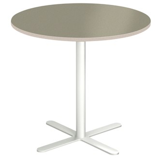 Cross X søjlebord Ø60 cm akustik linoleum hvidt understel