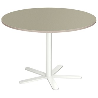 Cross X søjlebord Ø110 cm akustik linoleum hvidt understel
