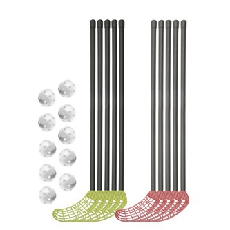 Floorball-stav af genbrugt PE 10 stk. + 10 bolde