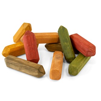 Farvede flintsten af træ