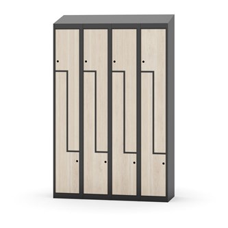 Novis Z garderobeskab skrå topplade 8 rum B120 cm