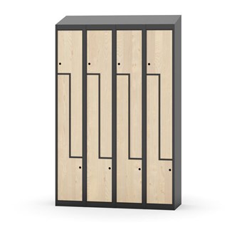 Novis Z garderobeskab skrå topplade 8 rum B120 cm