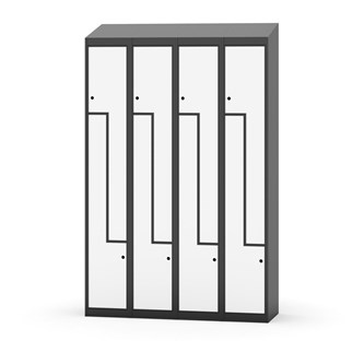 Novis Z garderobeskab skrå topplade 8 rum B120 cm