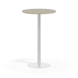 Pilastro søjlebord Ø70 cm akustikk linoleum hvidt understel