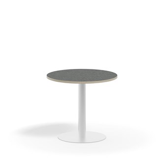 Pilastro søjlebord Ø70 cm akustikk linoleum hvidt understel