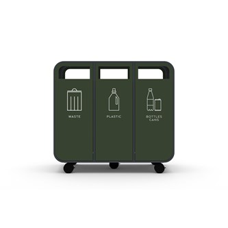 Cloud 3 affaldssortering på hjul antracit laminat - Restaffald, Plast og Pant