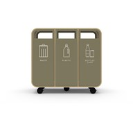 Cloud 3 affaldssortering på hjul klarlakeret MDF- Restaffald, Plast og Pant