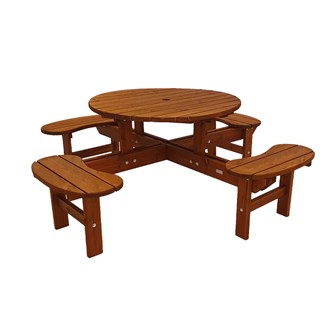 Ljusnan picnicbord rundt JR