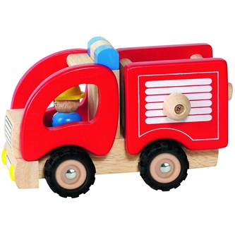 Brandbil i træ med gummihjul