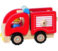 Brandbil i træ med gummihjul