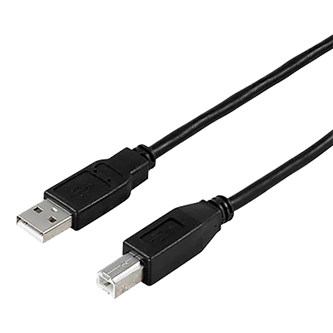 USB 2.0-ladekabel Type A han – Type B han, 0,5 m sort