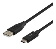 USB 2.0-ladekabel Type A han – Type C han, 0,5 m sort