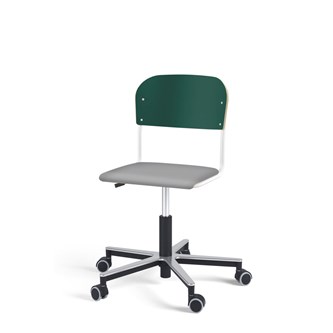 Matte FSC stol gas Alu hjul lille sæde hvidt stel