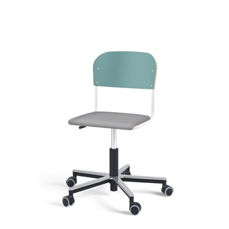 Matte FSC stol gas Alu hjul lille sæde hvidt stel