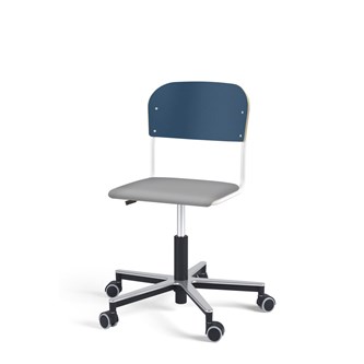 Matte FSC stol gas Alu hjul lille sæde hvidt stel