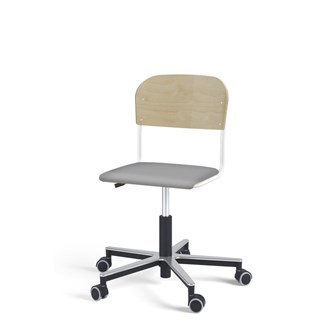 Matte FSC stol gas Alu hjul lille sæde hvidt stel