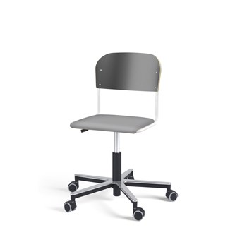 Matte FSC stol gas Alu hjul lille sæde hvidt stel