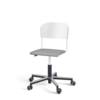 Matte FSC stol gas Alu hjul lille sæde hvidt stel