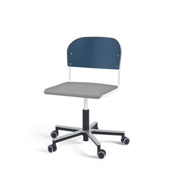 Matte FSC stol gas Alu hjul stort sæde hvidt stel