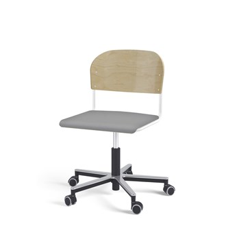 Matte FSC stol gas Alu hjul stort sæde hvidt stel