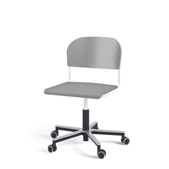 Matte FSC stol gas Alu hjul stort sæde hvidt stel