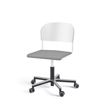 Matte FSC stol gas Alu hjul stort sæde hvidt stel