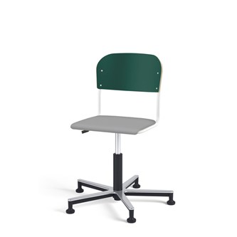 Matte FSC stol gas Alu m/glidefødder lille sæde hvidt stel