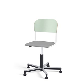 Matte FSC stol gas Alu m/glidefødder lille sæde hvidt stel