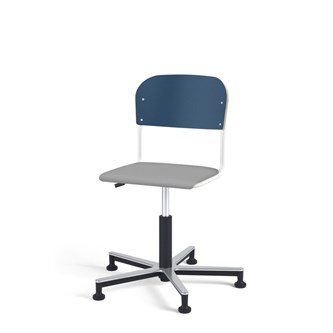 Matte FSC stol gas Alu m/glidefødder lille sæde hvidt stel