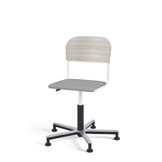 Matte FSC stol gas Alu m/glidefødder lille sæde hvidt stel