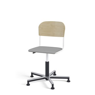 Matte FSC stol gas Alu m/glidefødder lille sæde hvidt stel