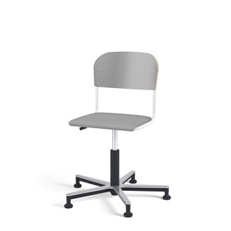 Matte FSC stol gas Alu m/glidefødder lille sæde hvidt stel