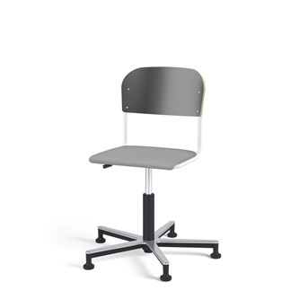 Matte FSC stol gas Alu m/glidefødder lille sæde hvidt stel