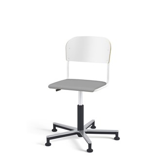 Matte FSC stol gas Alu m/glidefødder lille sæde hvidt stel