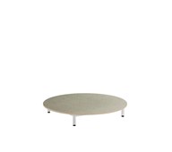 12:38 legebord akustik linoleum Ø120 cm hvidt stel