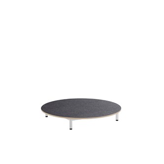 12:38 legebord akustik linoleum Ø120 cm hvidt stel