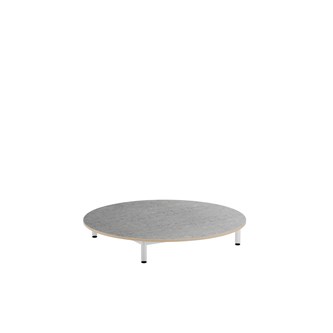 12:38 legebord akustik linoleum Ø120 cm hvidt stel