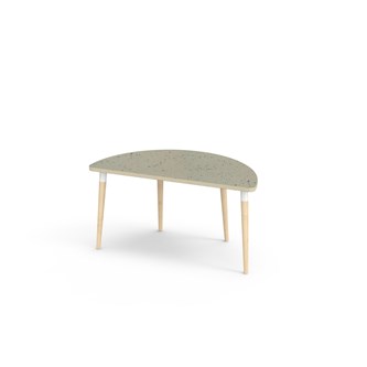 My bord linoleum halvrundt 120x60 cm hvid manchet