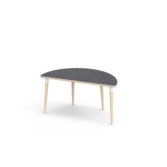 My bord linoleum halvrundt 120x60 cm hvid manchet