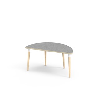 My bord linoleum halvrundt 120x60 cm hvid manchet