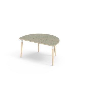 My bord linoleum halvrundt 120x80 cm hvid manchet