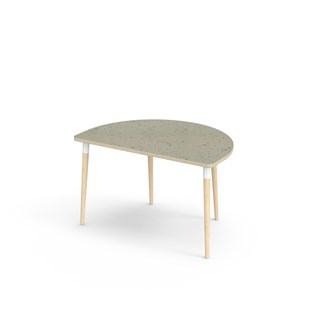 My bord linoleum halvrundt 120x80 cm hvid manchet