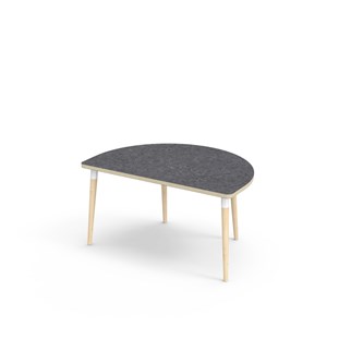 My bord linoleum halvrundt 120x80 cm hvid manchet