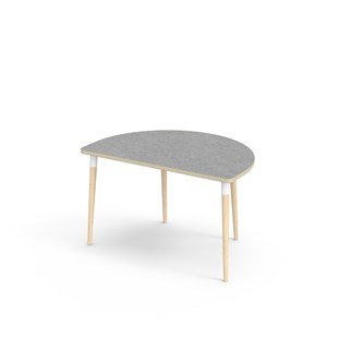 My bord linoleum halvrundt 120x80 cm hvid manchet