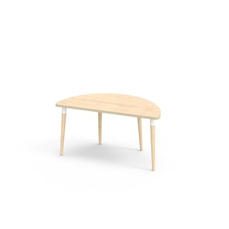 My bord laminat halvrundt 120x60 cm hvid manchet